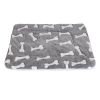 Dog Bed Mat Comfortable Flannel Dog Crate Pad Reversible Cushion Carpet Machine Washable Pet Bed Liner with Bone Patterns